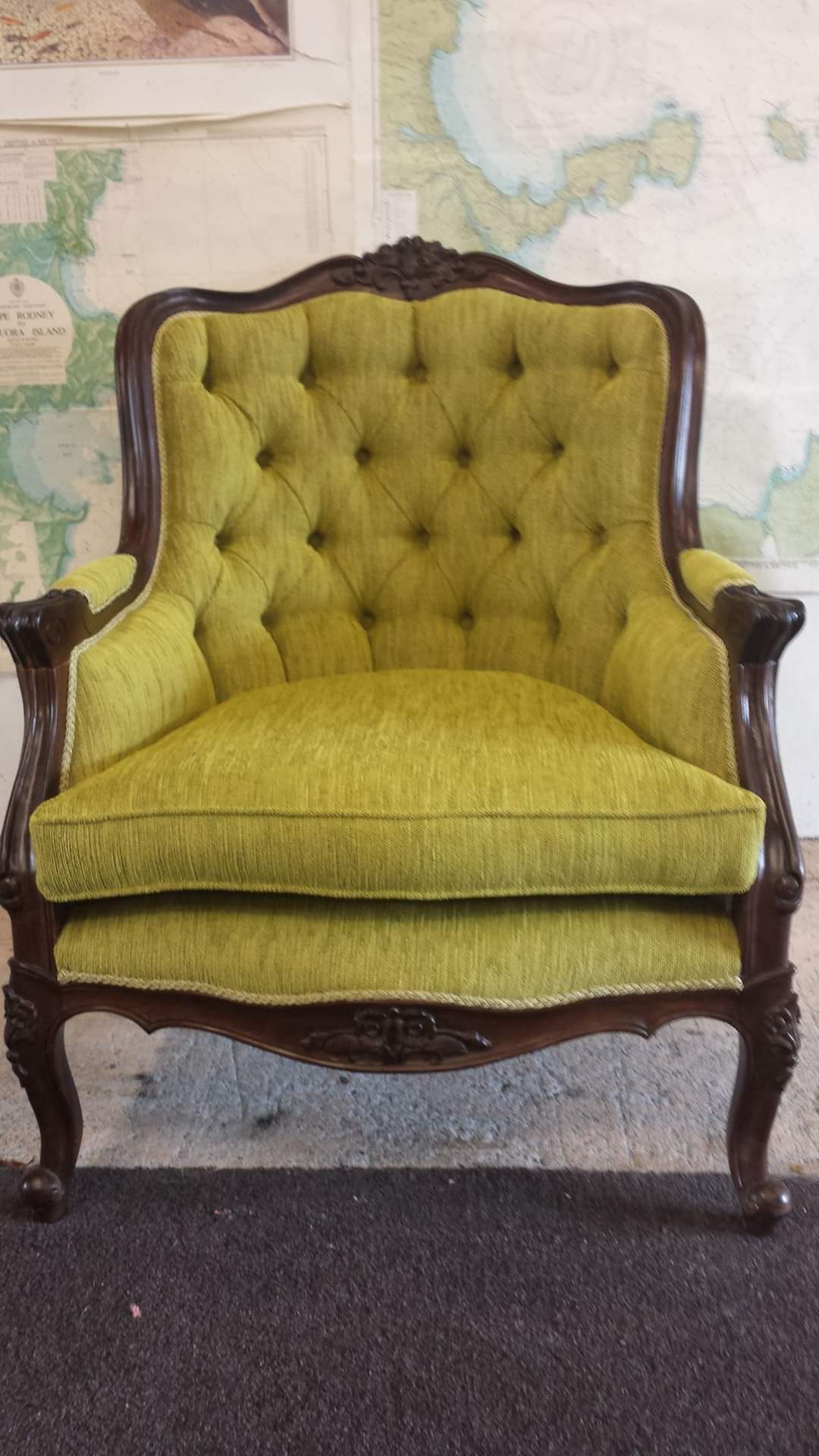 Upholstery fabric detail and stitching